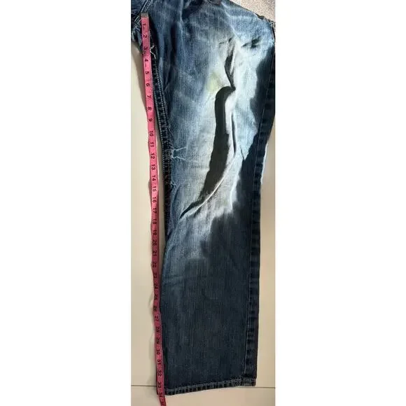 Ariat Durango M4 Jeans Mens 40W 34L Low Rise Boot Cut Distressed Blue 10017511